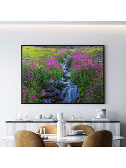 ARTCREST - Wildflowers Below Clements Mountain Painting Black Box Framed Canvas Wall Art
