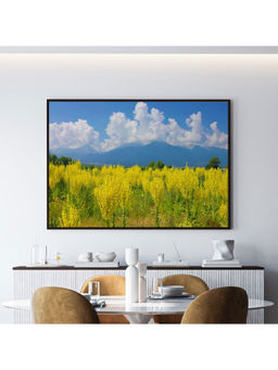 ARTCREST - Yellow Field Large Painting Black Box Framed Canvas Wall Art