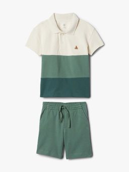 GAP - Green Cotton Relaxed Polo T-Shirt With Shorts