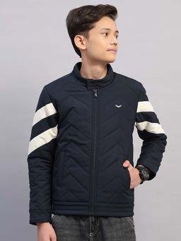 Monte Carlo - Navy Blue Polyester Blend Regular Puffer Jacket