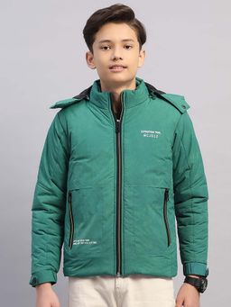 Monte Carlo - Green Polyester Blend Regular Puffer Jacket