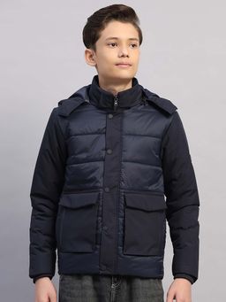 Monte Carlo - Navy Blue Nylon Blended Regular Puffer Jacket