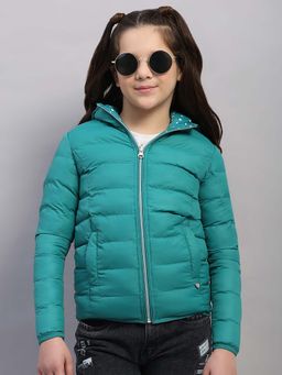 Monte Carlo - Green Polyester Blend Regular Reversible Puffer Jacket