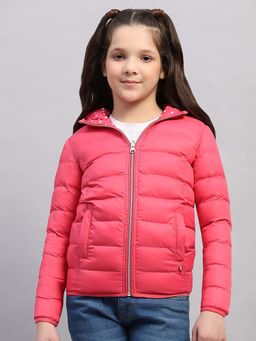Monte Carlo - Pink Polyester Blend Regular Reversible Puffer Jacket