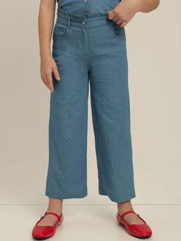 VERO MODA - Blue Cotton Blend Wide Pant