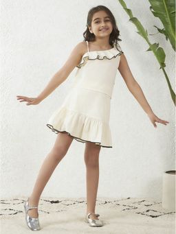 Bugandbees - Off White One Shoulder Top with Skirt