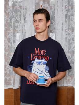 Bonkers Corner - Navy Blue Espresso Depresso Oversized T-shirt