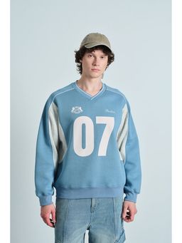 Bonkers Corner - Silver Blue 07 Varsity V-Neck Sweatshirt