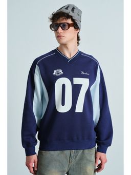 Bonkers Corner - Navy Blue 07 Varsity V-Neck Sweatshirt