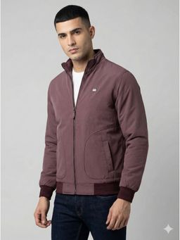 Pierre Carlo - Men Wine Polyester Solid Light Jacket