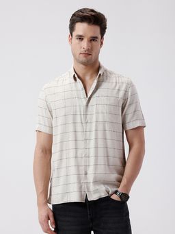 Crocodile - Grey Rib Textured Checked Cotton Shirt
