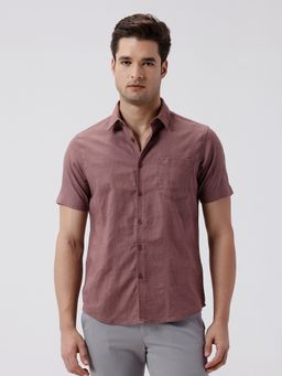 Crocodile - Mauve Rib Textured Cotton Shirt