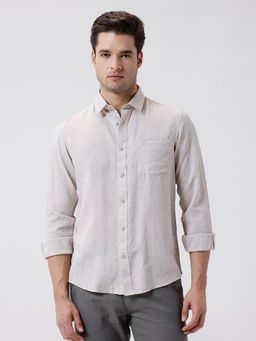 Crocodile - Cream Rib Textured Cotton Shirt