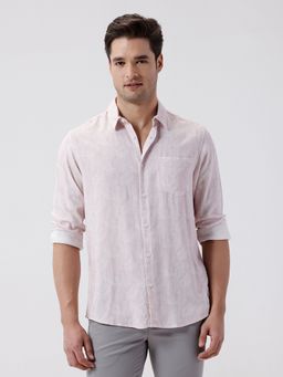 Crocodile - Pink Rib Textured Cotton Shirt