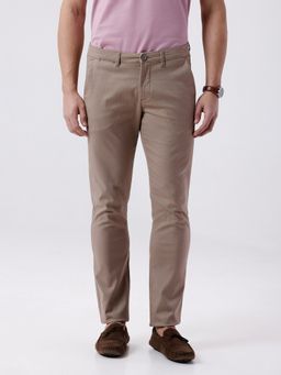 Crocodile - Brown Herringbone Solid Basic Chinos