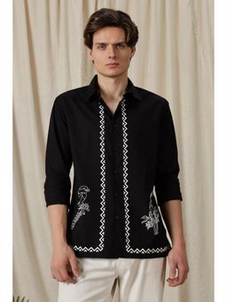 Eszett - Fine Sketch Printed Black Shirt