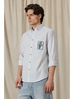 Eszett - Pockets Greek Vase Blue Embroidery Shirt