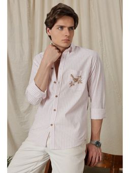 Eszett - Pink Stripes Perch Embroidery Shirt