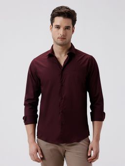 Crocodile - Maroon Mercerized Stretch Shirt