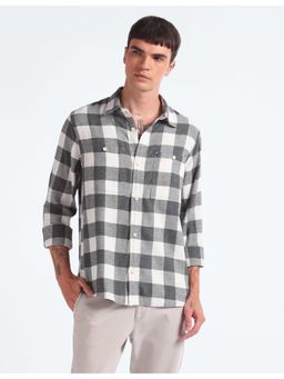 Flying Machine - Men Grey Cotton Checks Shackets
