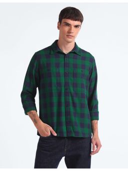 Flying Machine - Men Green Cotton Checks Shackets