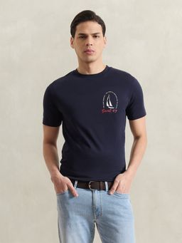 GANT - Men Navy Blue Printed T-Shirt
