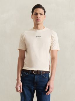 GANT - Men Cream Solid T-Shirt