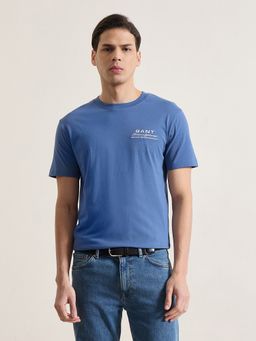 GANT - Men Blue Typographic Printed T-Shirt