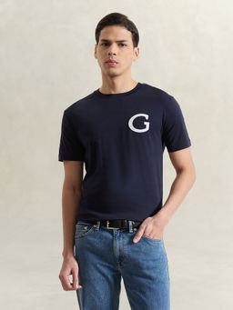 GANT - Men Navy Blue Solid T-Shirt