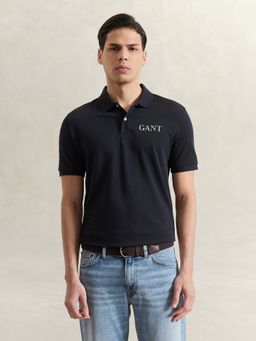 GANT - Men Black Solid Polo T-Shirt