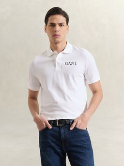 GANT - Men White Solid Polo T-Shirt