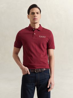 GANT - Men Red Solid Polo T-Shirt