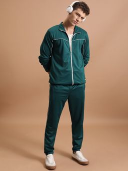 HIGHLANDER - Green Polyester Blend Plain Co-Ord Set