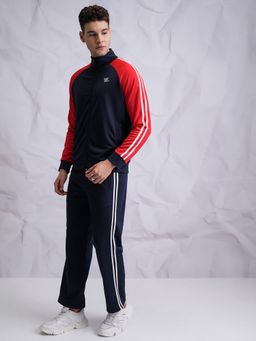 HIGHLANDER - Navy Blue Polyester Blend Colorblock Co-Ord Set