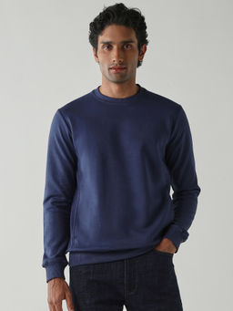 Reid & Taylor - Men Blue Full Sleeves Sweatshirt