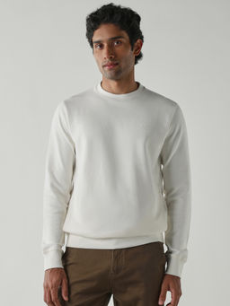 Reid & Taylor - Men Ivory Full Sleeves Sweatshirt