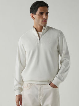 Reid & Taylor - Men Ivory Full Sleeves Sweatshirt