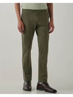 Reid & Taylor - Men Olive Solid Chinos
