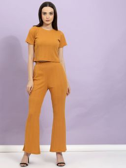 RIGO - Women Light Rust Drop Needle Rib Knit Co-ord