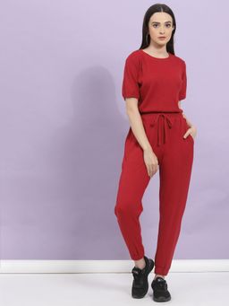 RIGO - Women Maroon Waffle Knit Co-ord
