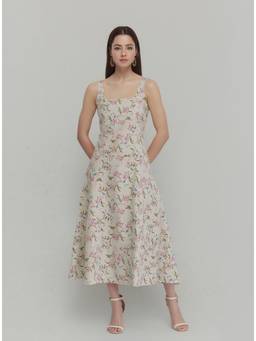 Twenty Dresses by Nykaa Fashion - Women Floral Print Fit & Flare Midi Off White Dress