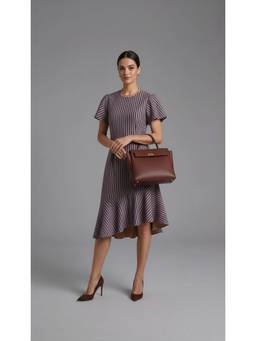 Twenty Dresses by Nykaa Fashion - Pleated Flare Hem A-Line Purple Dress