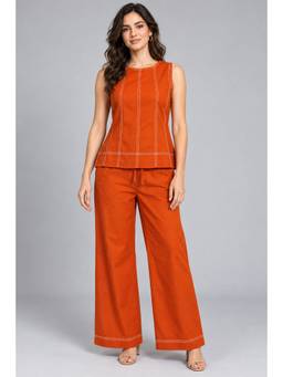Twenty Dresses by Nykaa Fashion - Rust Orange Cotton Co-Ord Set