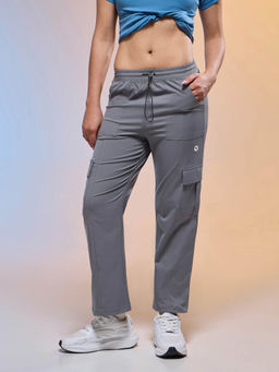 Technosport - Women Solid Slim Fit Sports Cargo Trackpants with TS FLEXI