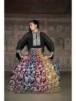 dash and dot - Multi-Color Metallic Flared Skirt