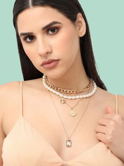 Sohi - Gold Plated Pearls Casual Necklace For Women