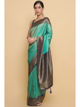 Soch - Women Green Woven Saree with Unstitched Blouse