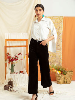 MEESA - Buttoned Up Classic Crisp White Shirt with Handmade Buttons