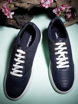 SOLETHREADS - Canvas Skater Navy Blue Solid Men Sneakers