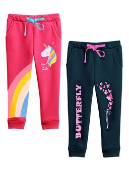 Kuchipoo - Girls Regular Fit Graphic Multi-Color Track Pants (Pack of 2)